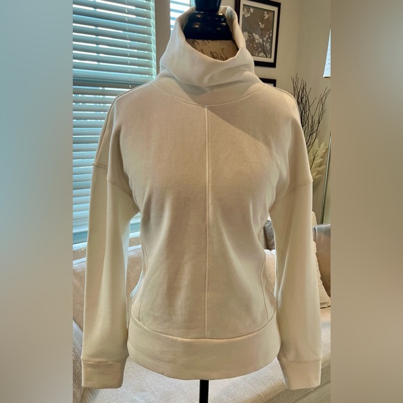 Apana Tops - Apana Women's Cream Off White Pull Over Funnel Neck Sweatshirt Sweater Medium